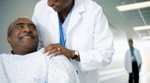 healthcare worker with happy patient